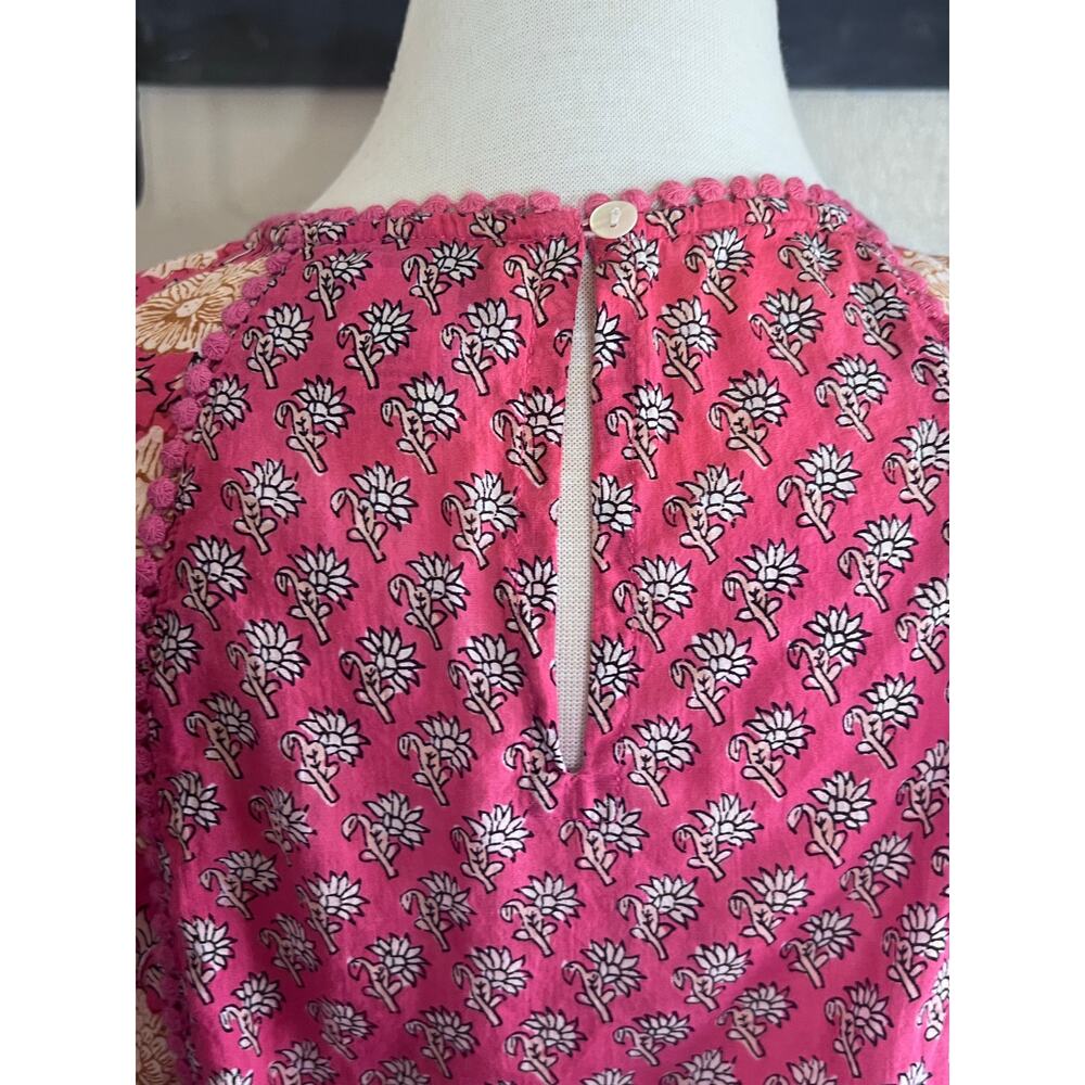 Rachel Zoe 100% Cotton Pink Floral Bell Sleeve Peasant Blouse Top Women's L - Picture 5 of 8